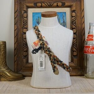 Vintage 90s suede leather braided colorful belt
